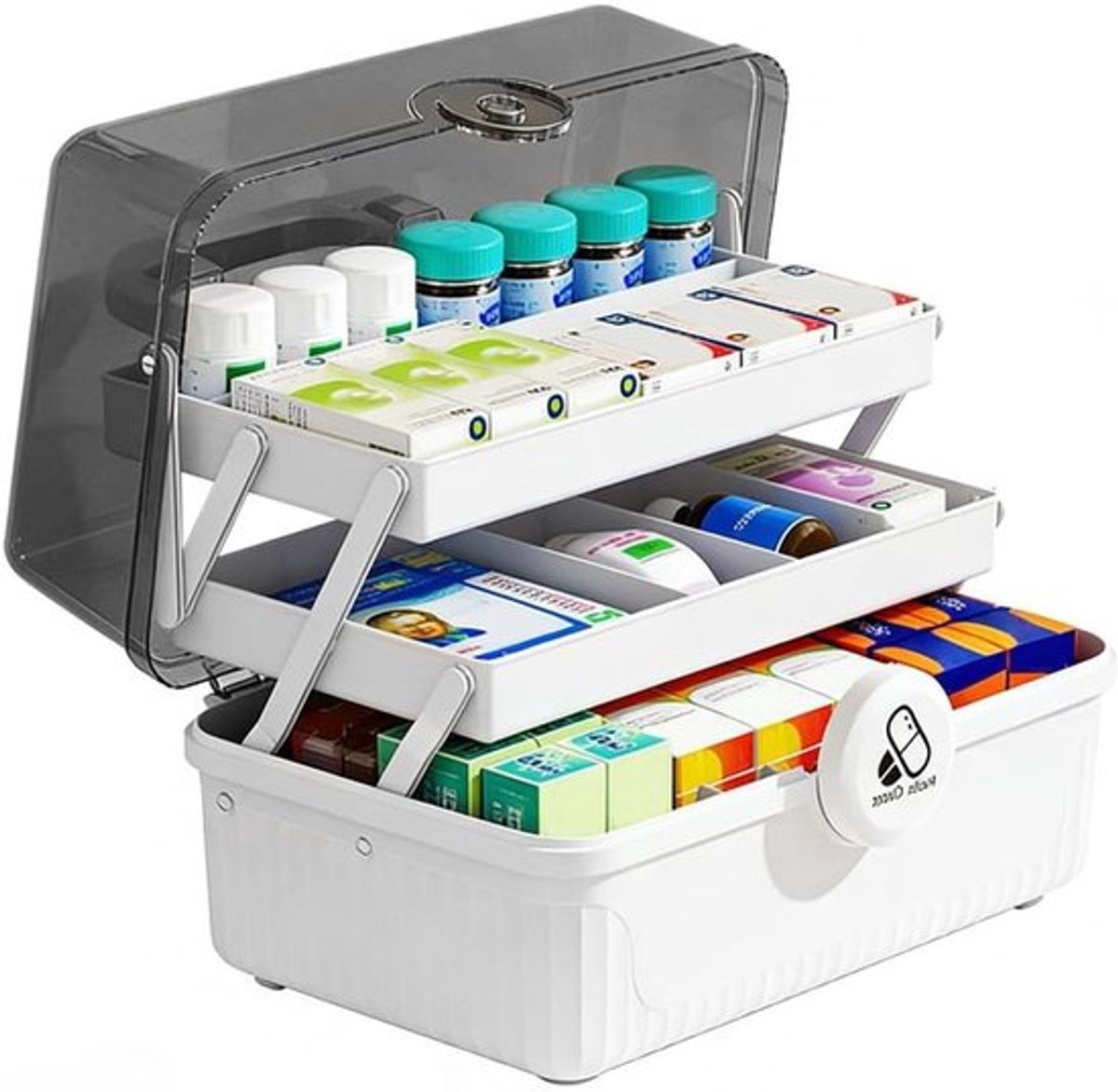 Multifunctionele EHBO-doos voor thuis - Medicijnopslag, sieraden en cosmetica organizer met compartimenten