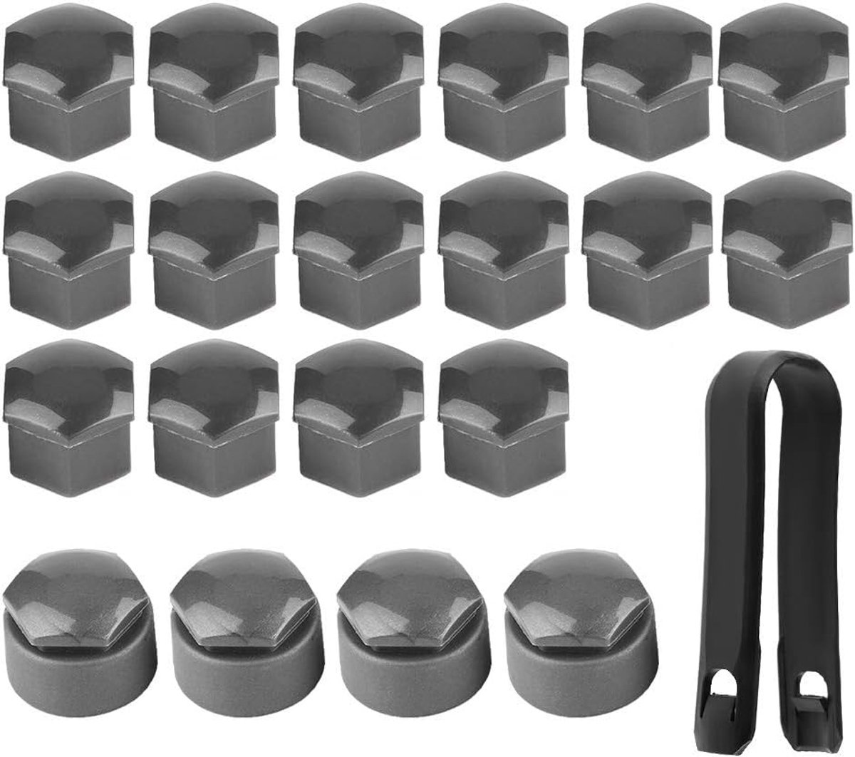 SnelShoppen - 20Stuks Wielmoer Dekkap, 17mm Antidiefstal Wielmoer Velg Deksel Auto Wielen Hub Schroefdop Cap (Grijs)