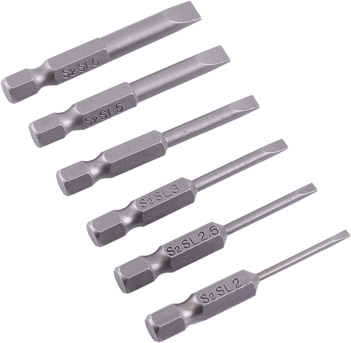 SnelShoppen - 6-delige 50mm 1/4 Inch Hex Plat Schroevendraaier Set met Magnetische Sleufkop 2mm 2.5mm 3mm 4mm 5mm 6mm S2 Staal