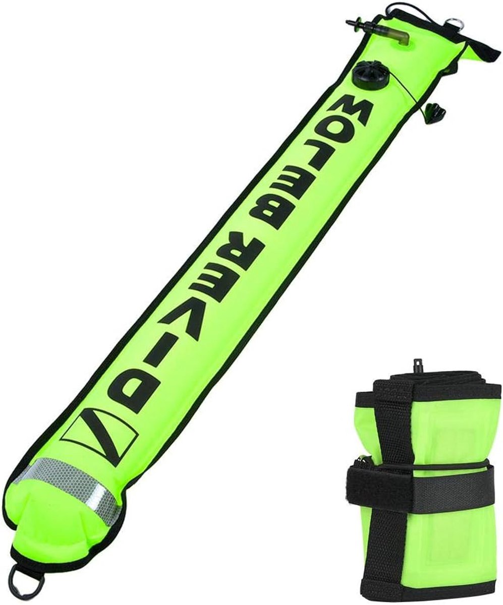 SnelShoppen - 5' Duik Marker Boei met Hoge Zichtbaarheid Reflecterende Band - Opblaasbare Duik SMB Signaal Marker voor Duikveiligheid - Duurzaam en Ex