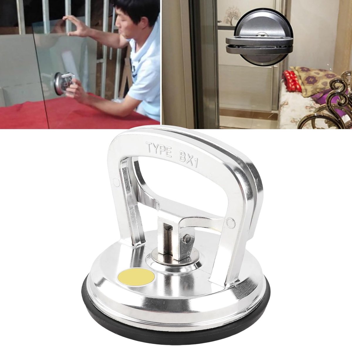 SnelShoppen - Garosa Glaszuiger 50kg, Handmatige Zuiger met Aluminium Legering, Enkele Klem voor Tegels en Ramen, Industrieel Glasdrager voor Vloer en