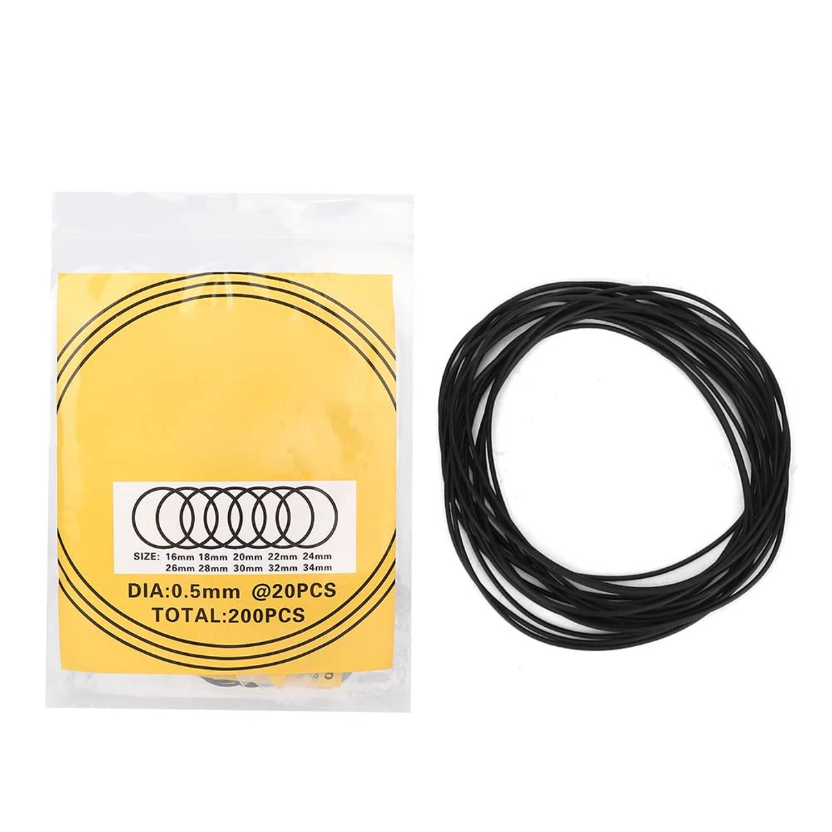 SnelShoppen - 200Pcs Watch Back Cover Sealing Gaskets, Waterproof O-ring Rubber Seals voor Horloges, Flexibele Rubber Gasket, 0.5mm Waterdichte Ringen