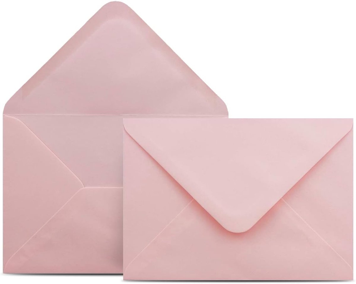 SnelShoppen - 50 Pink Enveloppen DIN C6 11.5 x 16.2 cm - 100 g/m² met Plakrand - Kleurrijke Enveloppen zonder Venster voor Bruiloft, Kerst, Uitnodigin