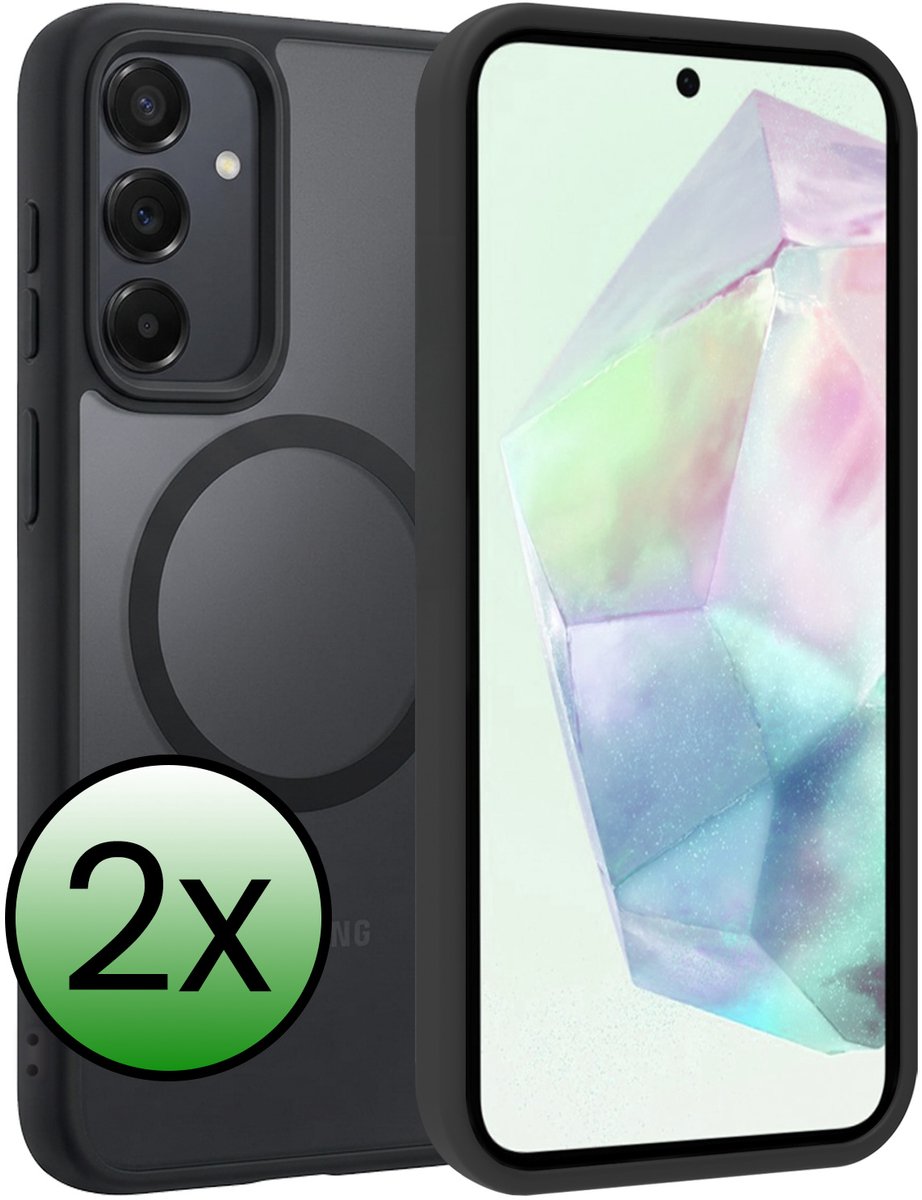 Hoesje 2 Stuks - Geschikt voor Samsung Galaxy A35 - Magsafe Compatible - Sterk & Shockproof - Back Cover - Shock Proof Case - Telefoon Hoes - Zwart