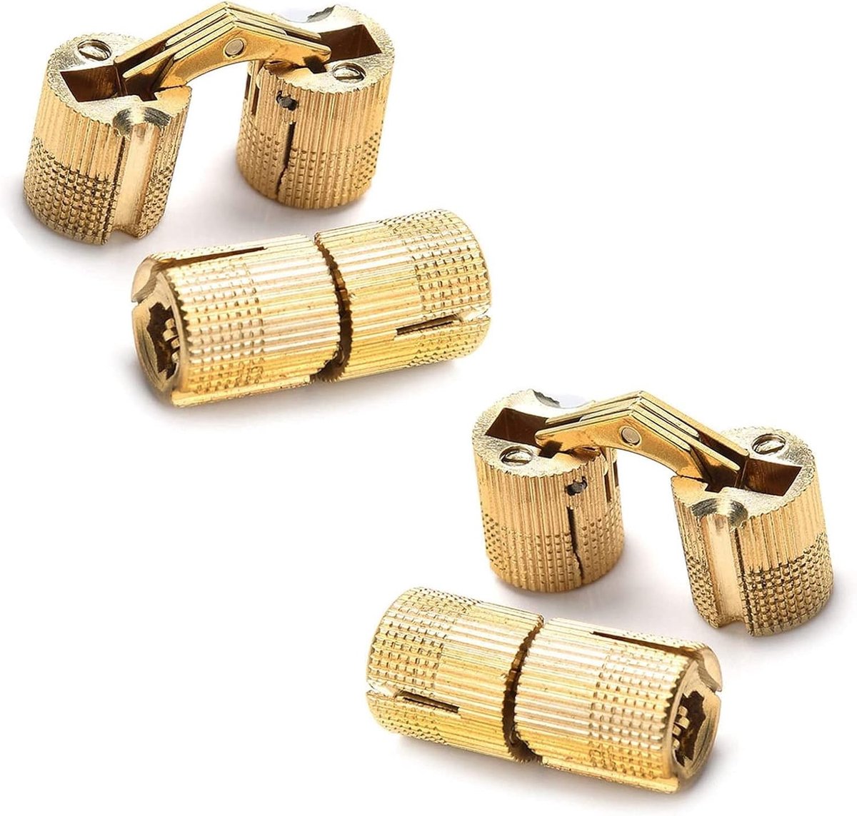 4 Stuks Verborgen Scharnieren met 180° Openingshoek, Ideaal voor DIY Projecten en Handgemaakte Accessoires (10mm, Goud)