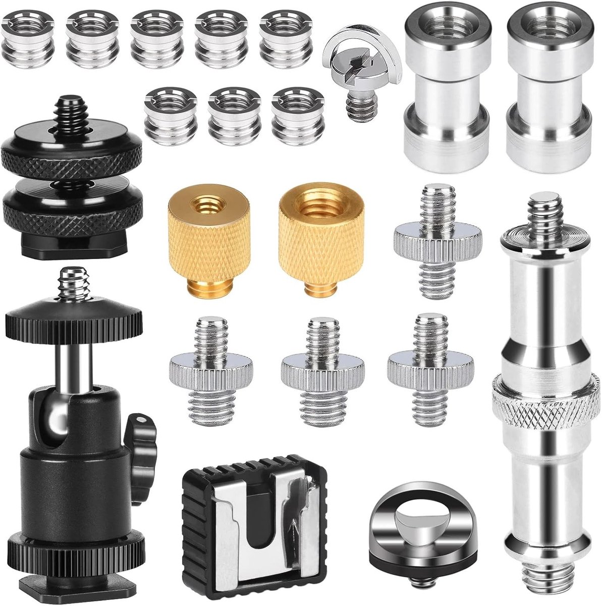 22-delige camera schroefadapter set 1/4 naar 3/8 inch voor statieven en monopods
