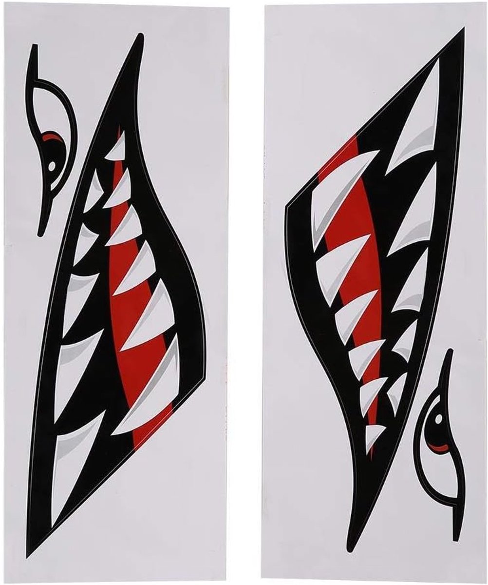 Kayak stickers haaientanden - PVC waterproof - DIY grappige ontwerpen - perfect voor boot en kano - SnelShoppen