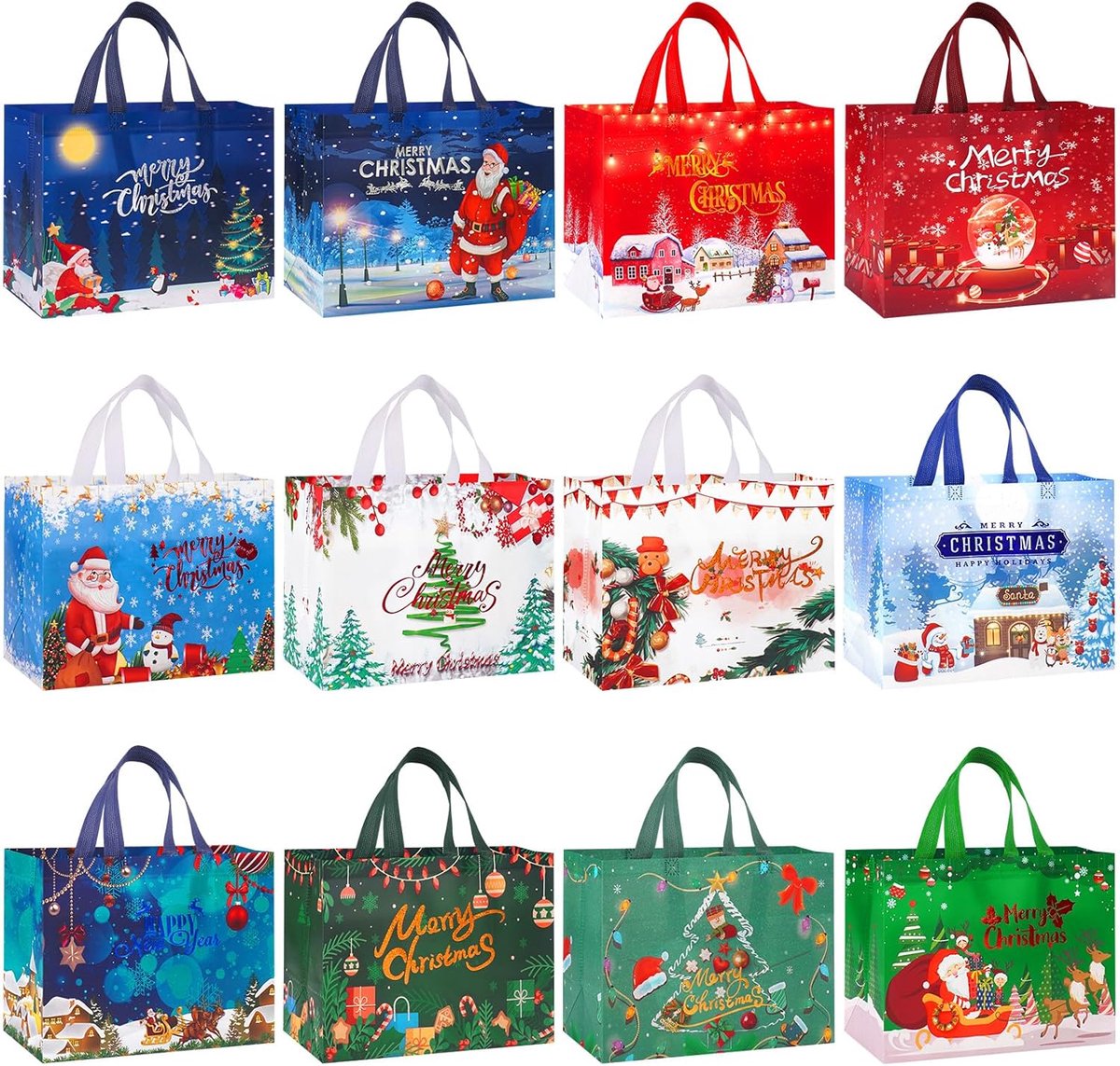 Cadeauzakjes Kerstmis groot - herbruikbaar waterdicht - glanzende goudfolie - voor feestelijke geschenken - ShopVlot