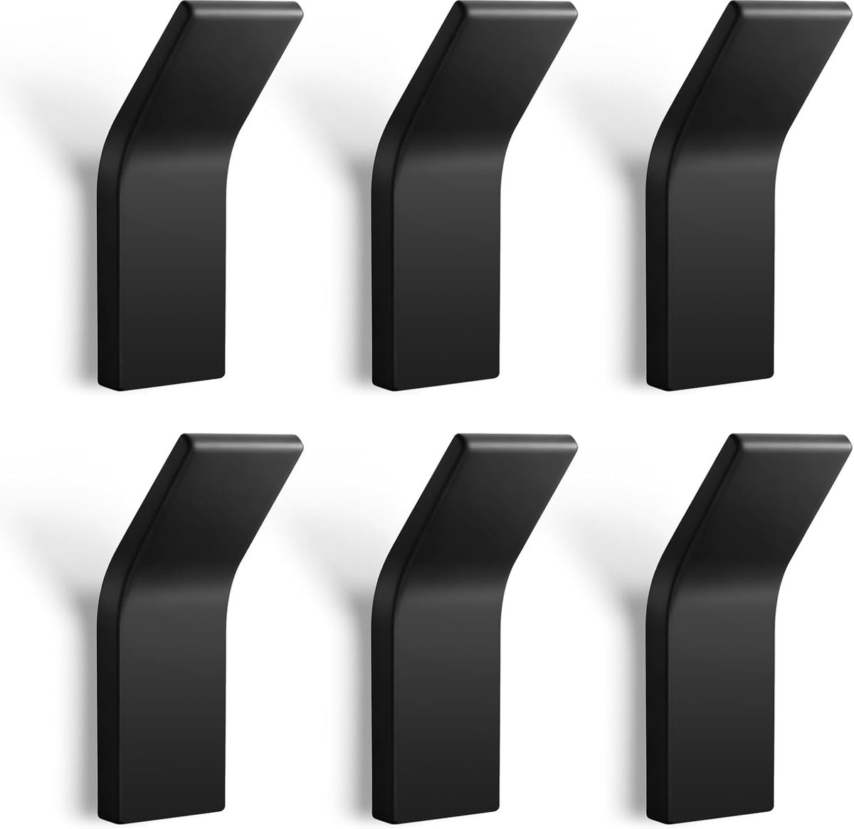 SnelShoppen - 6 Stuks Zelfklevende Haakjes, Extra Sterk, Wandhaakjes, Zelfklevend, Metaal, Plakhaakjes, Badkamerhaakjes, Kledinghaakjes, Zwart, Geen B