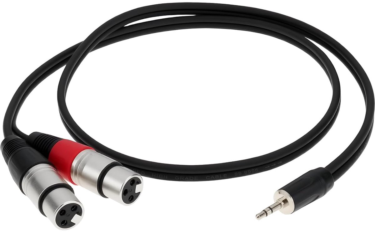 SnelShoppen - 3.5mm Stereo Jack naar XLR Socket Audio Adapter Kabel voor Laptops, MP3 Spelers, 2 XLR Vrouwelijke Aansluitingen, Geschikt voor Mixer en
