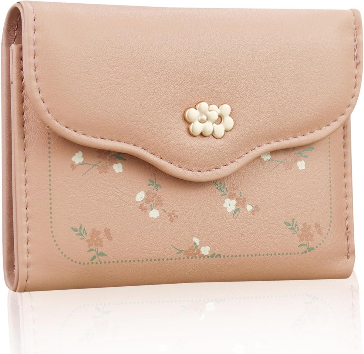 SnelShoppen - Andiker Trifold Mini Portemonnee, PU Leren Muntentas met 1 ID Vak en 1 Ritszak, Dames Portemonnee voor Reizen, Uitgaan en Winkelen, Roze