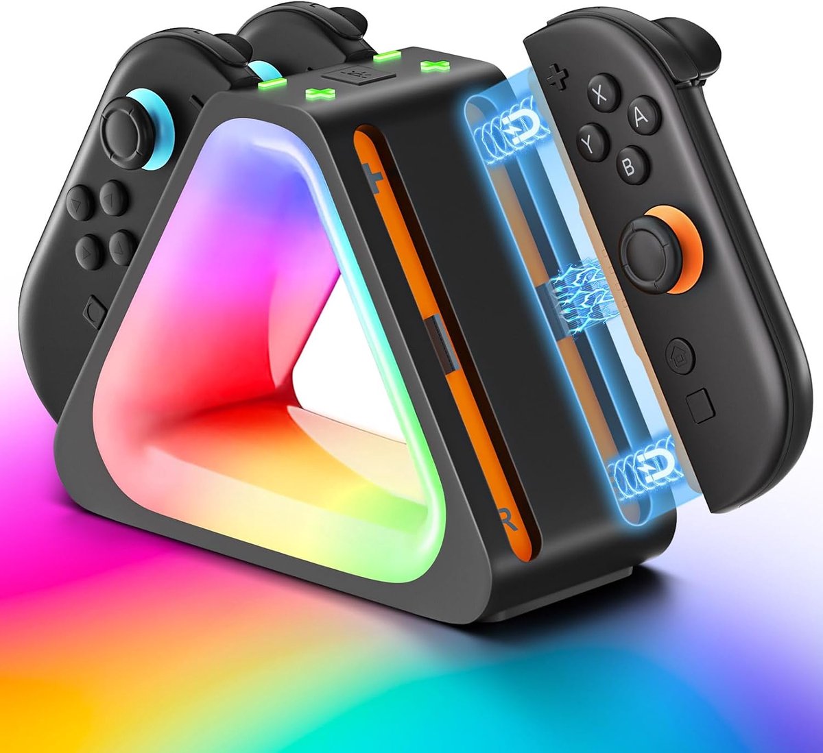 Oplaadstation voor Nintendo Joy-Con - Magnetisch - 7 Kleuren RGB Verlichting - Snelle Oplaadfunctie - SnelShoppen