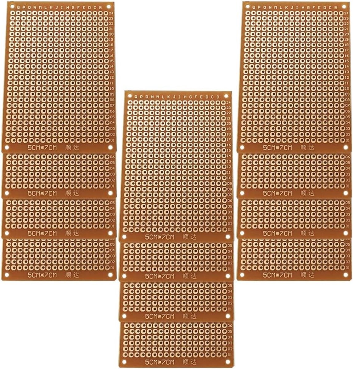 12 Stuks PCB Prototype Universele Plank, 5x7cm Bakelite Prototyping Board voor Elektronische Projecten en Soldeerwerk, Creatieve Kit voor Hobbyisten