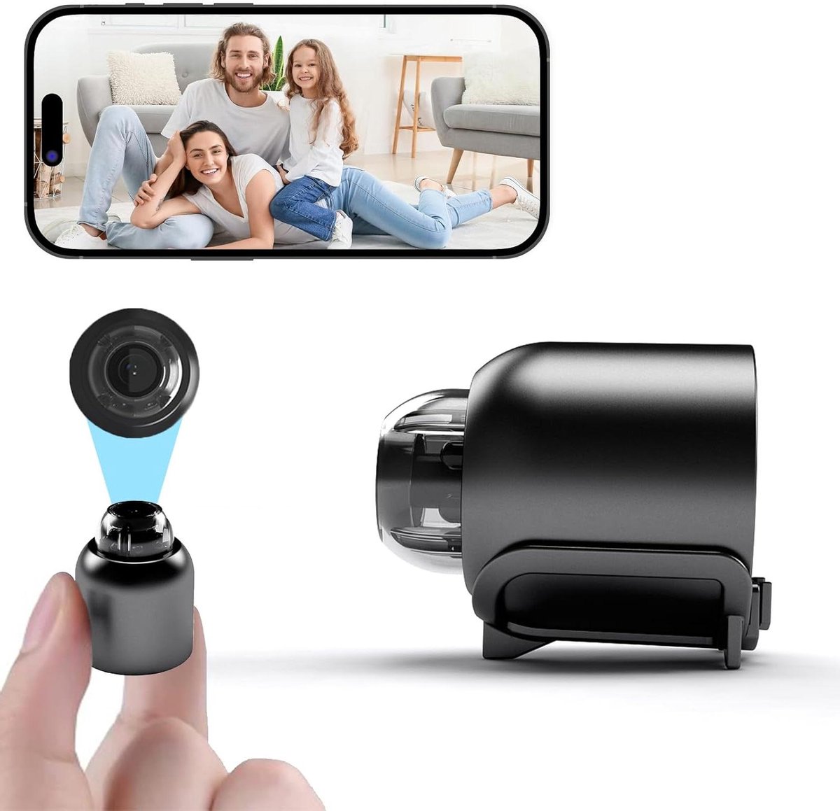 Mini Spy Camera - Verborgen Camera - Thuis Beveiligen - 1080p HD Nachtzicht - 140° Groothoek - Zwart