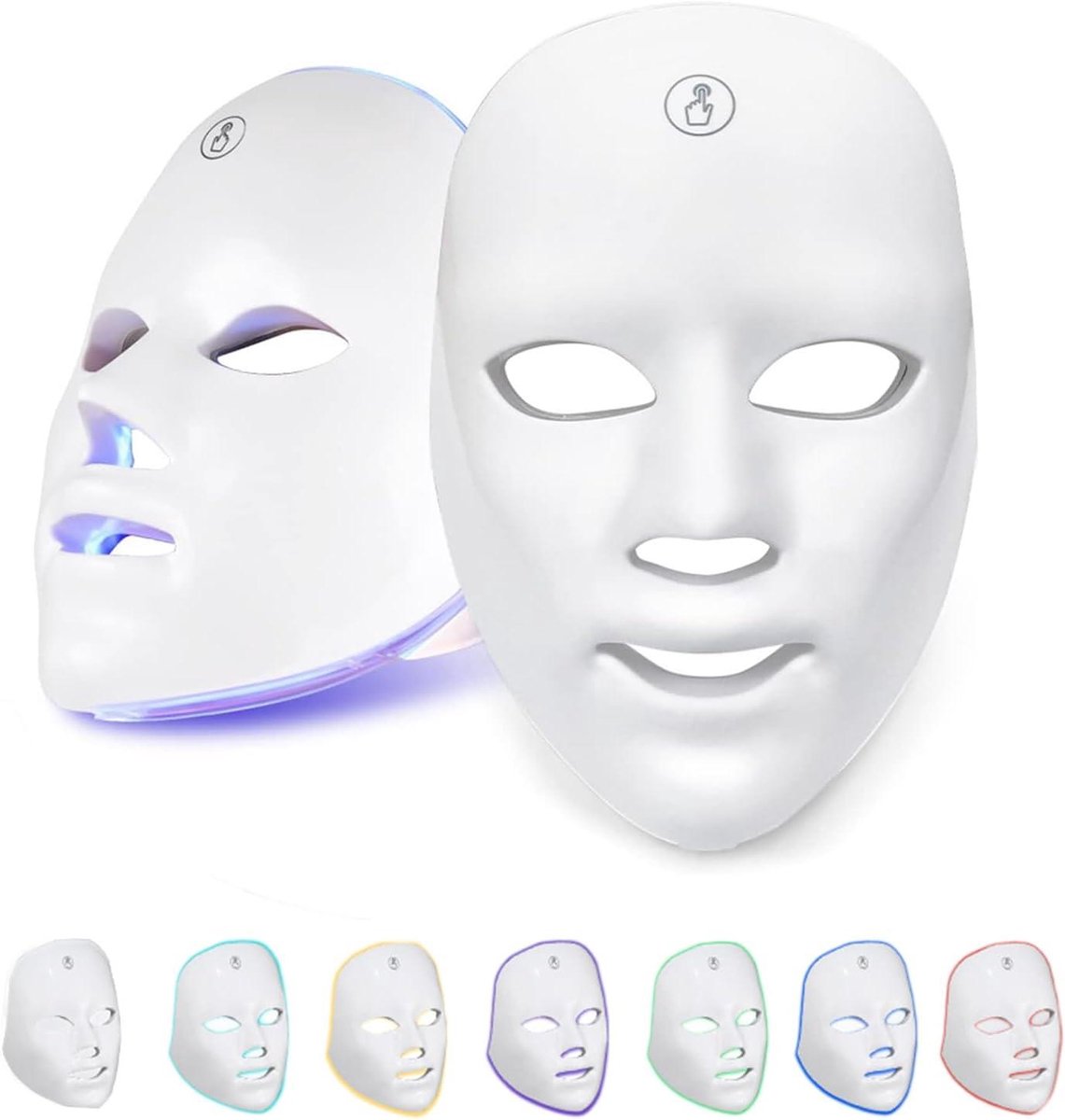 Gezichtsmasker - Lichttherapie Masker - Huidverbetering Thuis - Zeven Kleuren LED - Niet gespecificeerd - Wit