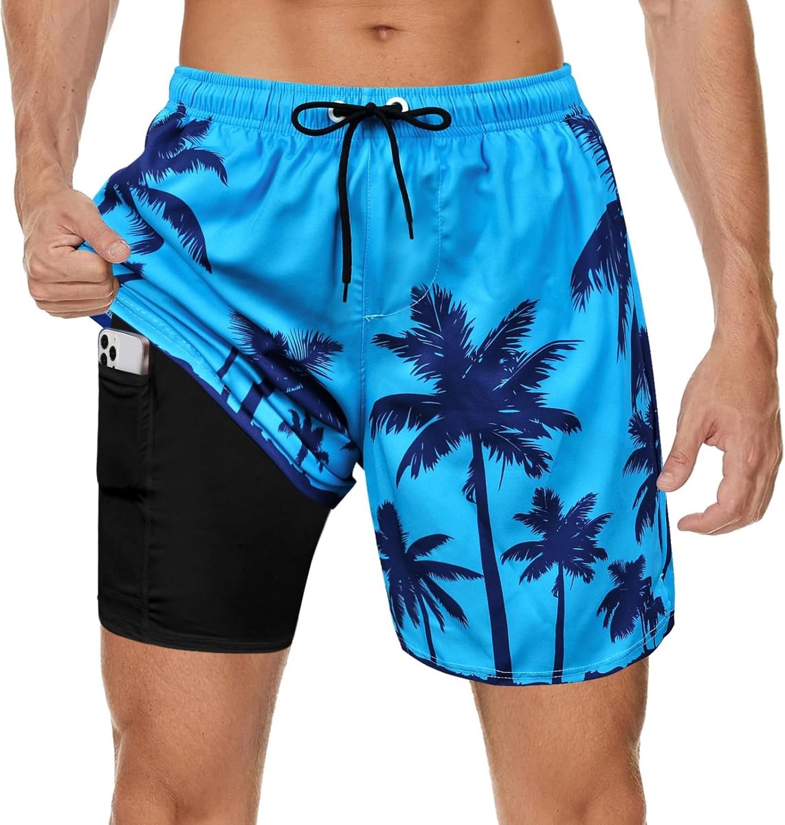 Heren zwemshorts met compressievoering, sneldrogend en ideaal voor strand en zwembad, 7 inch lengte
