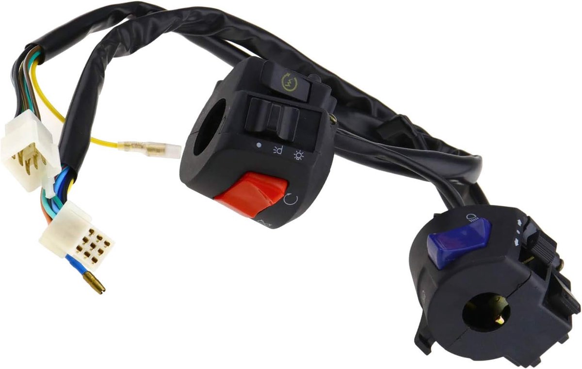 SnelShoppen - 2 x 7/8'' Motorfiets Handvat Hoorn Turnsignaal Indicator Licht Controle Schakelaar - Universeel - 12V DC - Inclusief 10 + 8 Pins