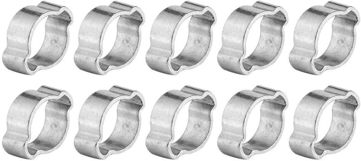 SnelShoppen - Pack van 10 RVS Slangklemmen Gegalvaniseerd Verstelbaar Voor Vaste Pijp Slang Klem RVS Dubbele Draad (15-18mm)