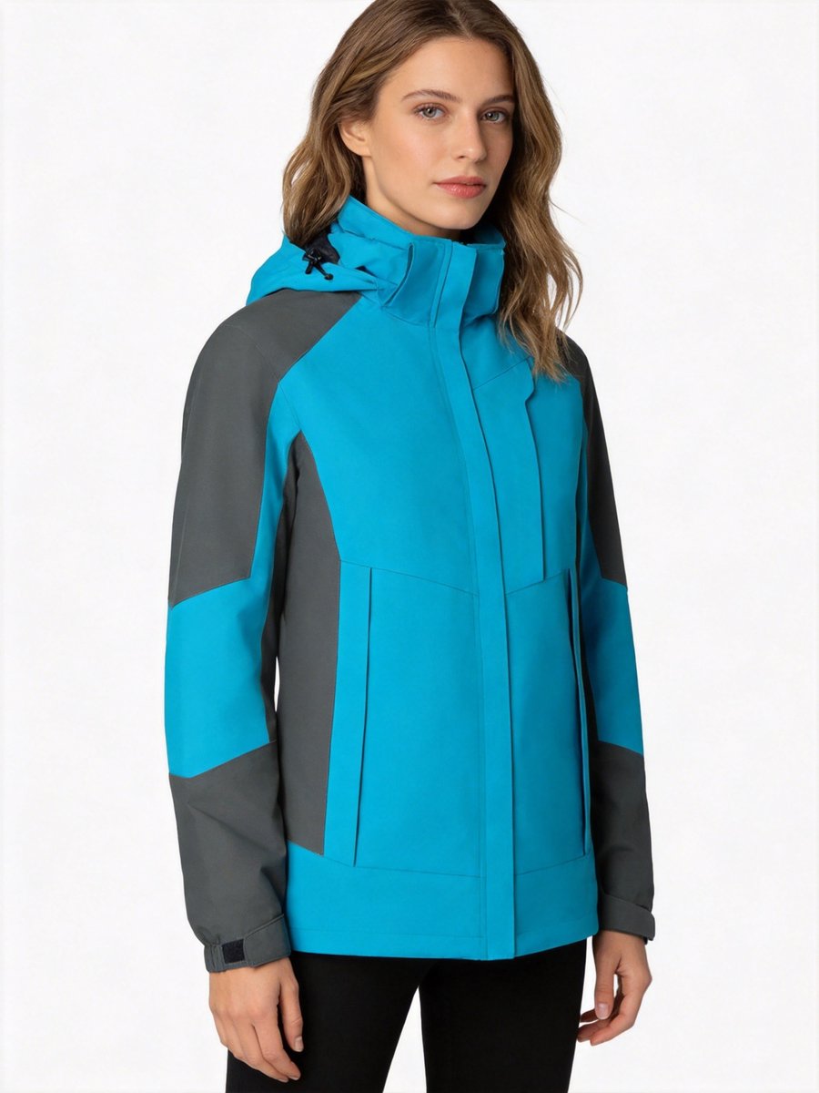 Daity Softshell Jas Dames Waterdichte Wandeljas met Fleecevoering en Capuchon Winddichte Outdoor Regenjas Blauw