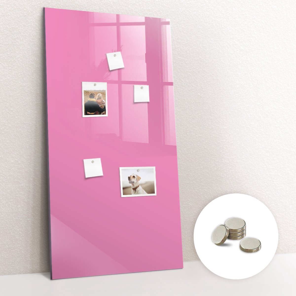 Tulup Glassboard - Roze kleur Magneetbord - 60 cm x 120 cm - Magnetisch Bord - Industrieel Wandbord - Magneetbord Foto Roze - Inclusief Gratis Magneten - Memo Bord - Magneetbord Design