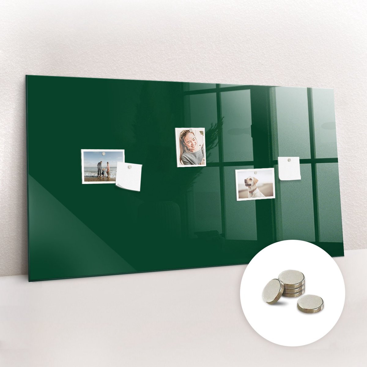 Tulup Glassboard - Kleur: flesgroen Magneetbord - 120 cm x 60 cm - Magnetisch Wandbord - Moderne Wanddecoratie - Foto Magneetbord Groente - Gratis 5 Sterke Magneten - Memo Magneetbord - Memobord Keuken