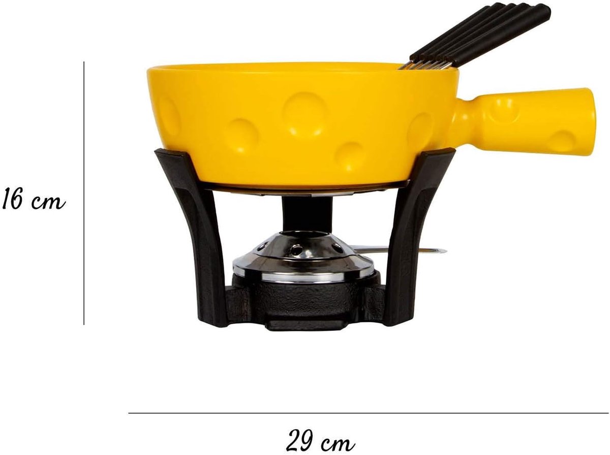 Fondue Set - Kaasfondue Pan - Gezellig Tafelen - Vaatwasmachinebestendig - 1.3 Liter - Geel – foto 2