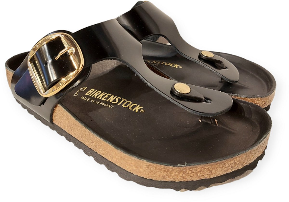 Birkenstock Slipper Gizeh Big Buckle 1021467 High-Shine Leer Normaal Zwart