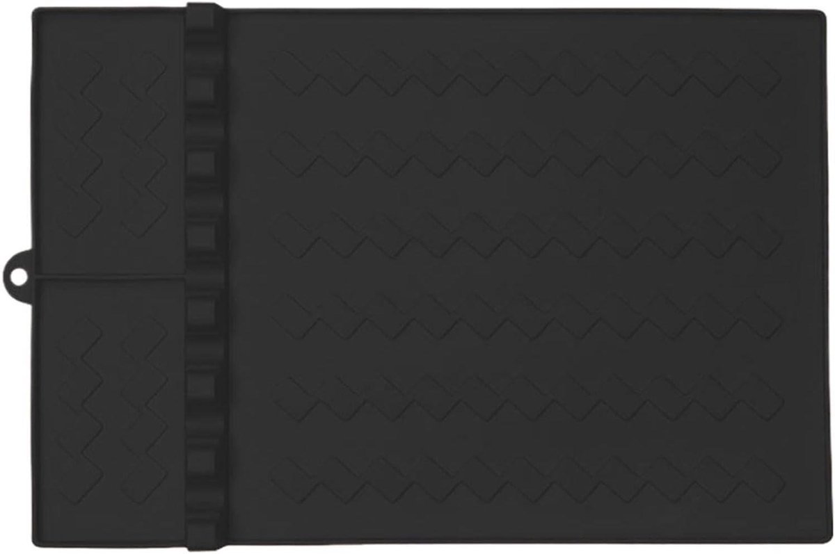 Siliconen Grillmat - Gereedschapspad Zijplank - Koken en Grillen - Hittebestendige Spatelhouder - 26.5 x 41 cm - Zwart