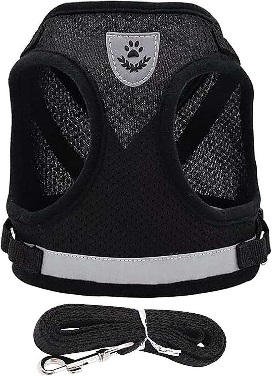 SnelShoppen - Pet Harness Reflectief en Ademend Harnas met Lijn Veilig en Comfortabel Harnas en Lijn Set voor Kleine Honden en Katten Verstelbaar