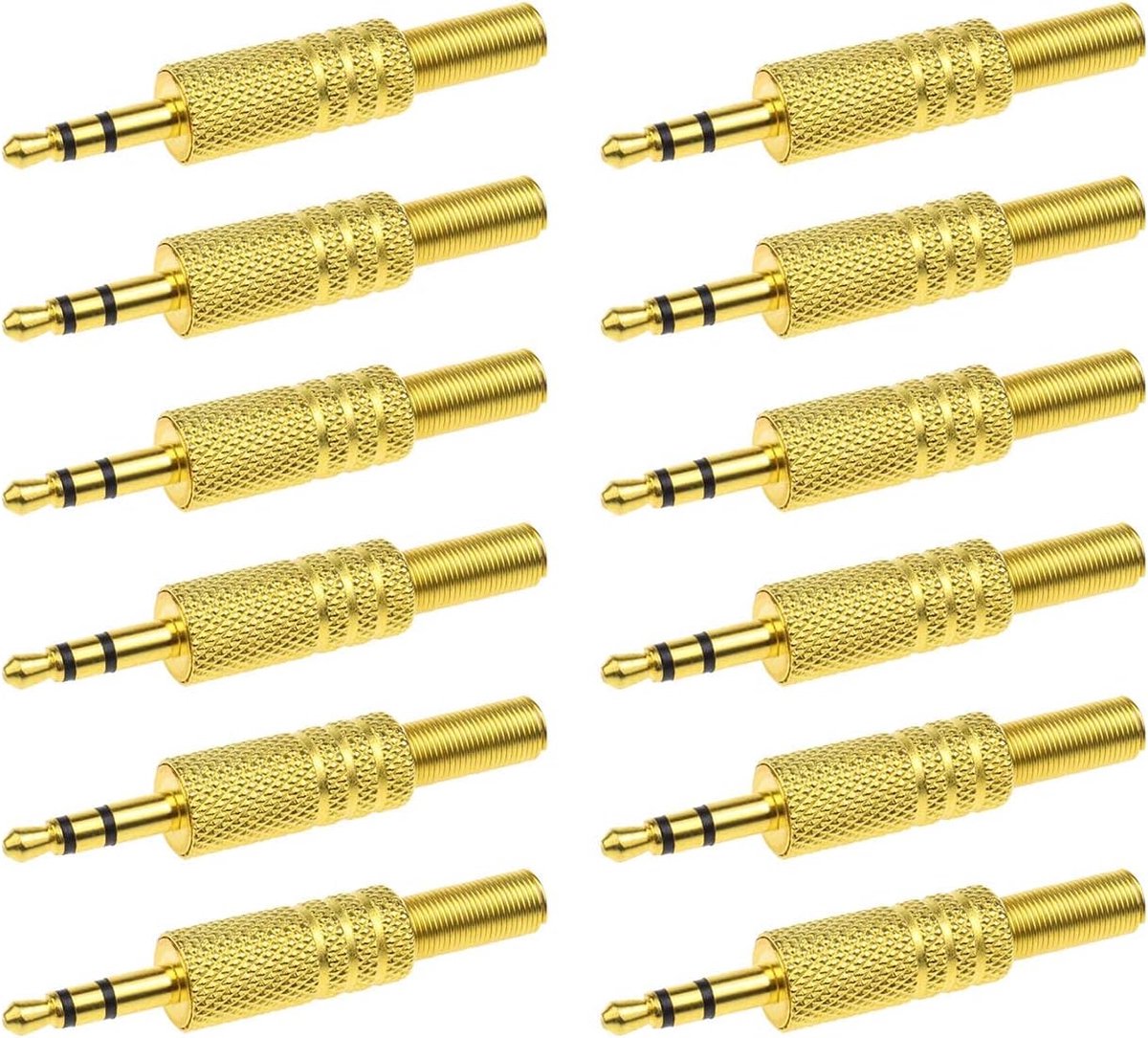SnelShoppen - 12PCS 3.5mm/1/8 inch TRS Stereo Male Plug Audio Connector - Solder Type 3 Polige Metaal Audio Adapter Converter voor Hoofdtelefoons - Id