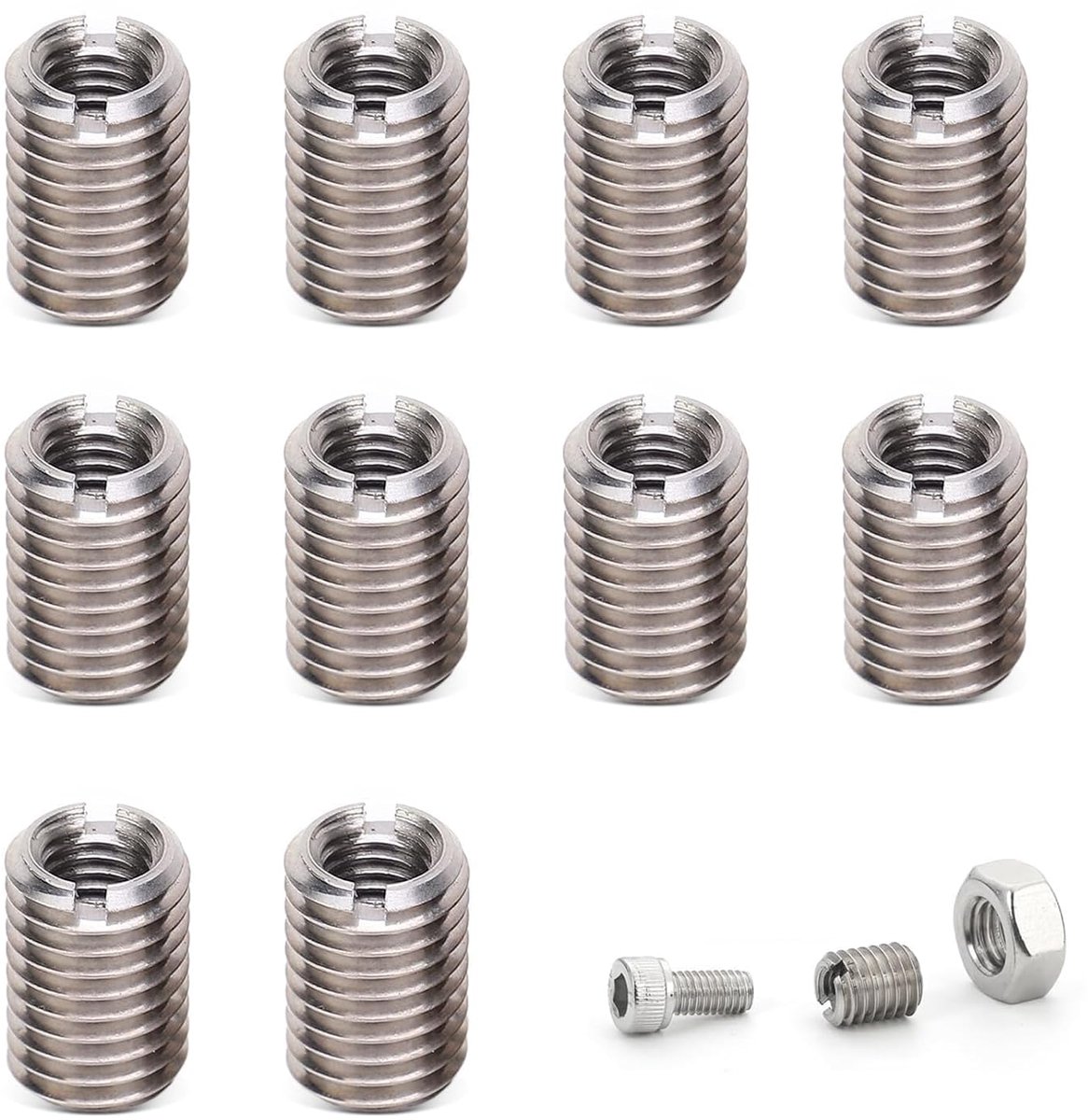 SnelShoppen - Reducer nut 10-delige reparatie insert moer M8 vrouwelijke draad en M12 mannelijke draad conversie roestvrij staal reparatiehuls voor in