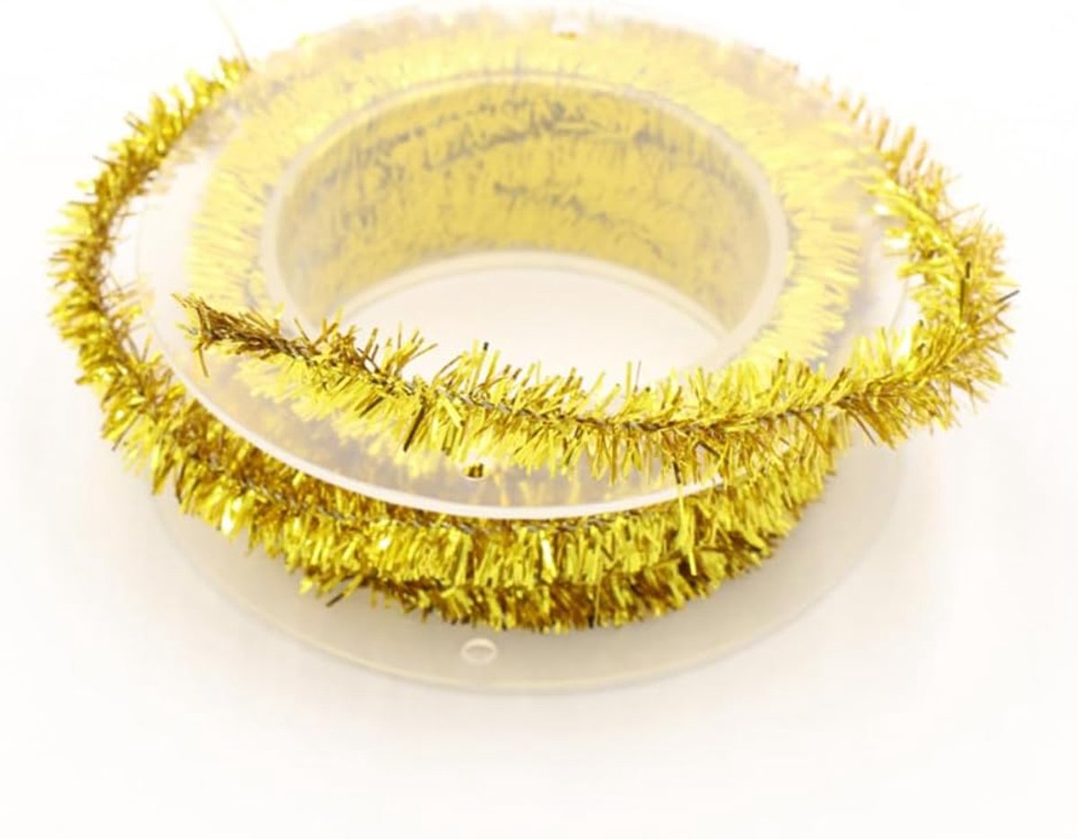 SnelShoppen - 1.5m Kerst Tinsel Garland, Glanzende Lametta Slingers voor Kerstboom Versiering, Wreath, Feestelijke Bruiloften, Goud A