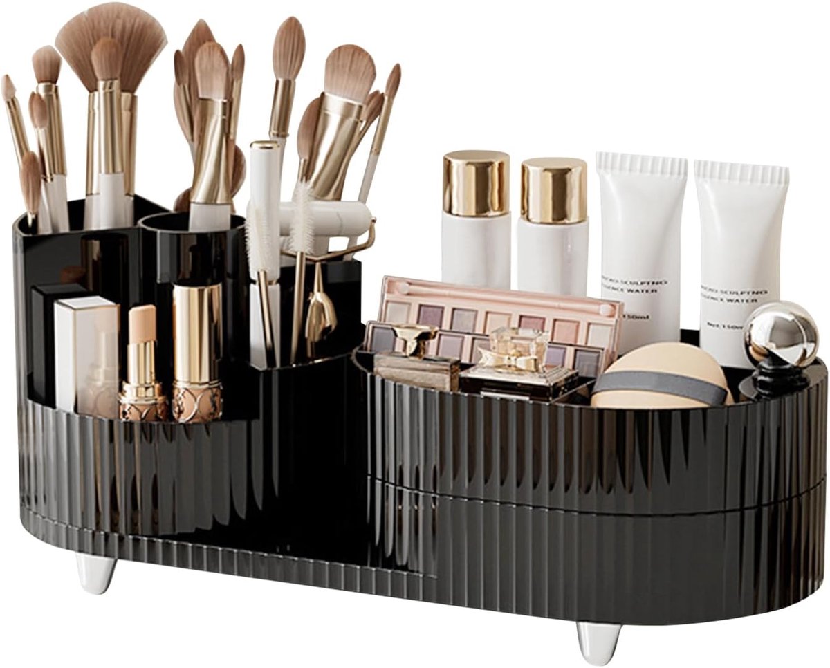 SnelShoppen - 360° Rotating Make-up Organizer - Grote Capaciteit Make-up Opbergdoos met Lades - Cosmetica Opberger voor Desktop - Stijlvolle Make-up O