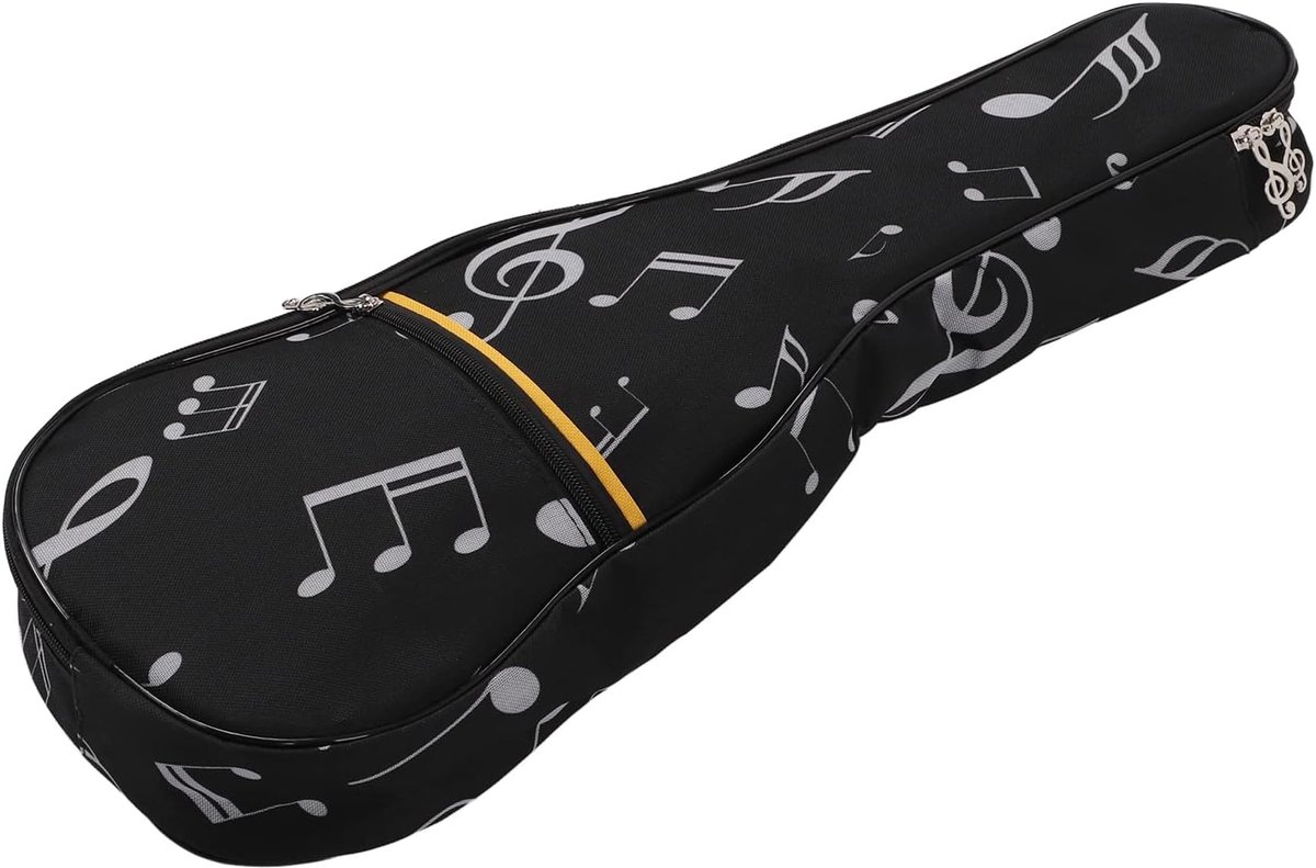 SnelShoppen - Ukulele Tas met Verstelbare Schouderband, Opbergruimte met Voorvak, Ideaal voor Buitenactiviteiten, Muzieknoten Patroon, Duurzaam Materi