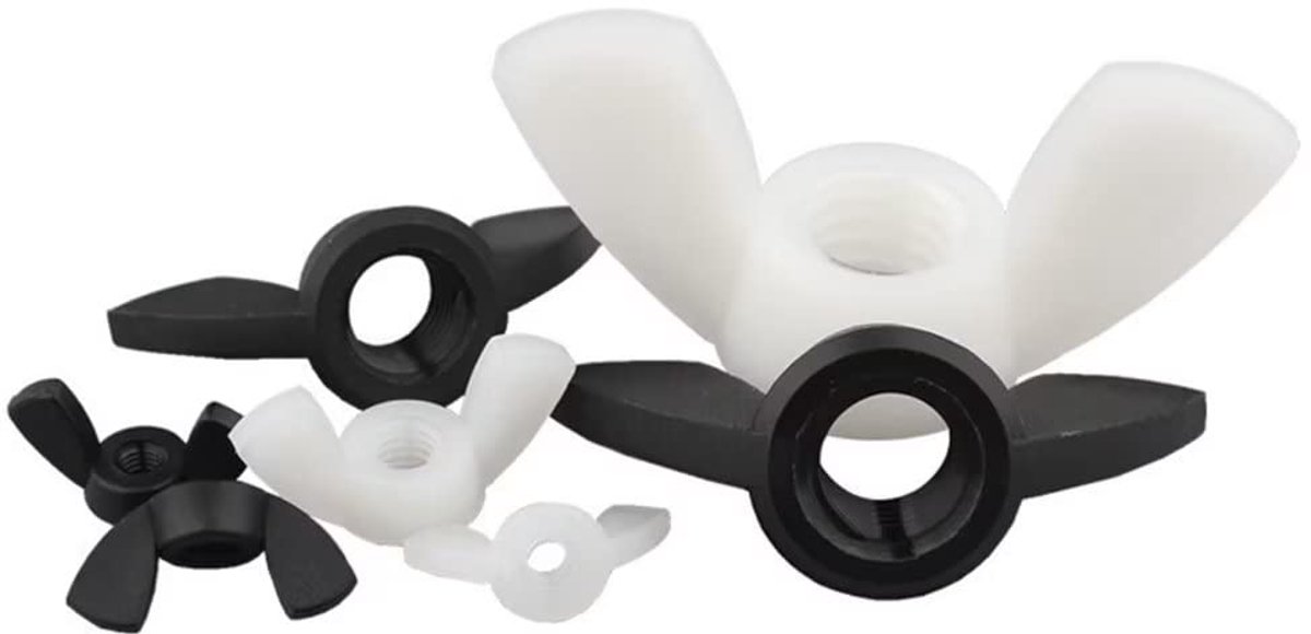 Dailygoods- Vleugelmoer M12 - Kunststof - Duimmoeren - Bevestigingselementen - 5 Stuks - Handmatig aan te trekken - Bevestigingsmoer