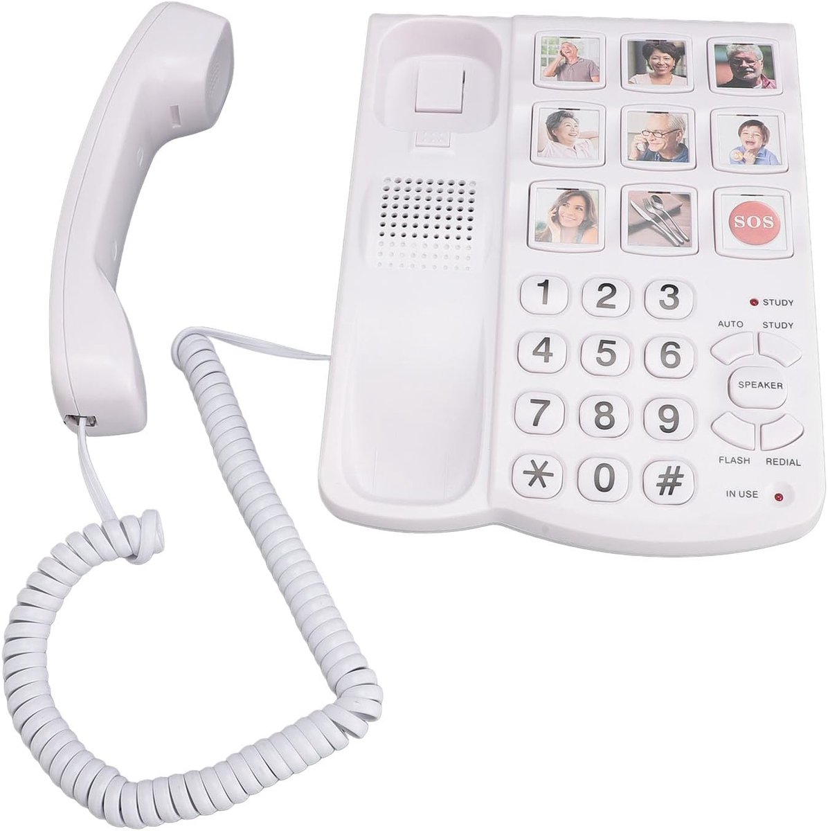 SnelShoppen - Grote Toets Telefoon voor Senioren, Bedrade Telefoon met Eén Druk SOS Knop, HD Geluidskwaliteit, Duurzaam ABS, Voor Thuis en Kantoor