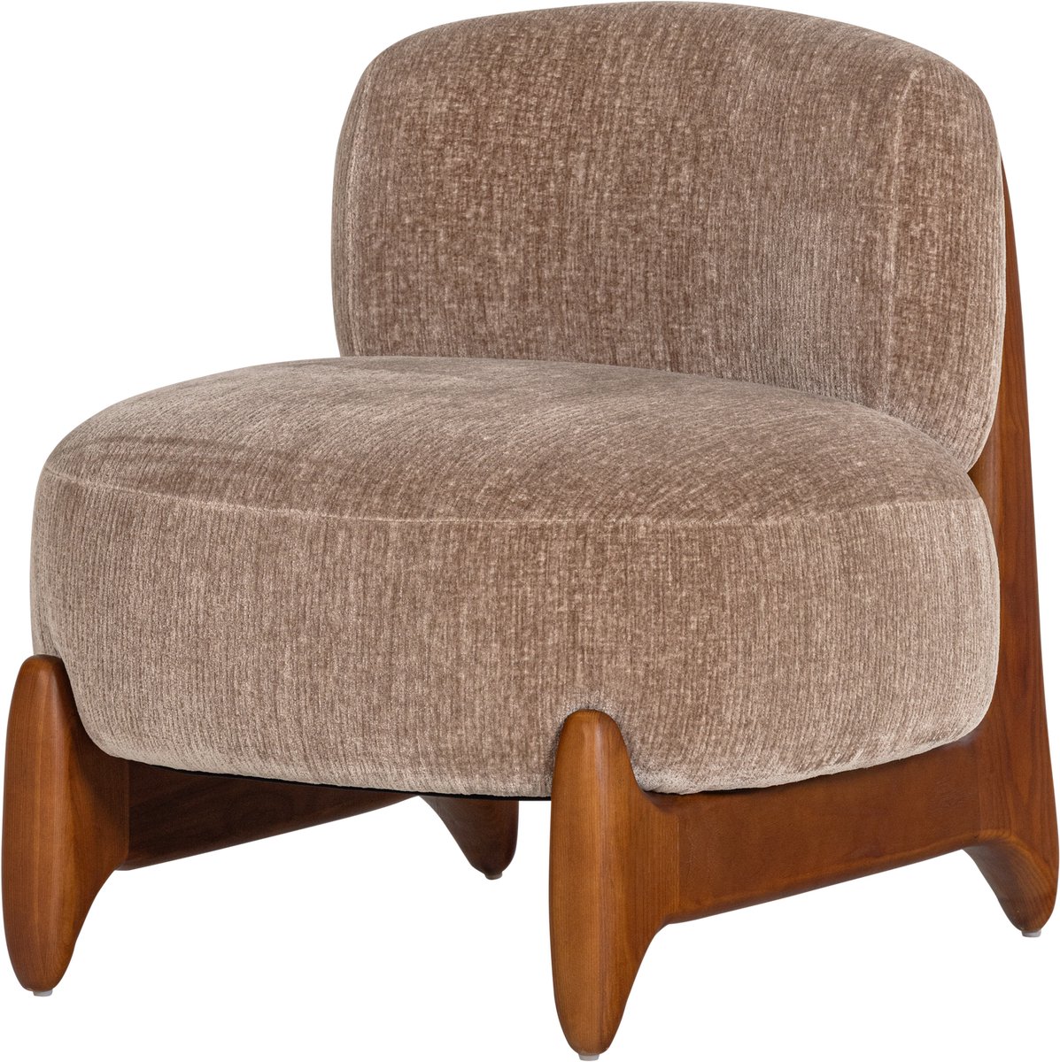 WOOOD Runi Fauteuil - Hout/Velvet - Zand - 69x64x72