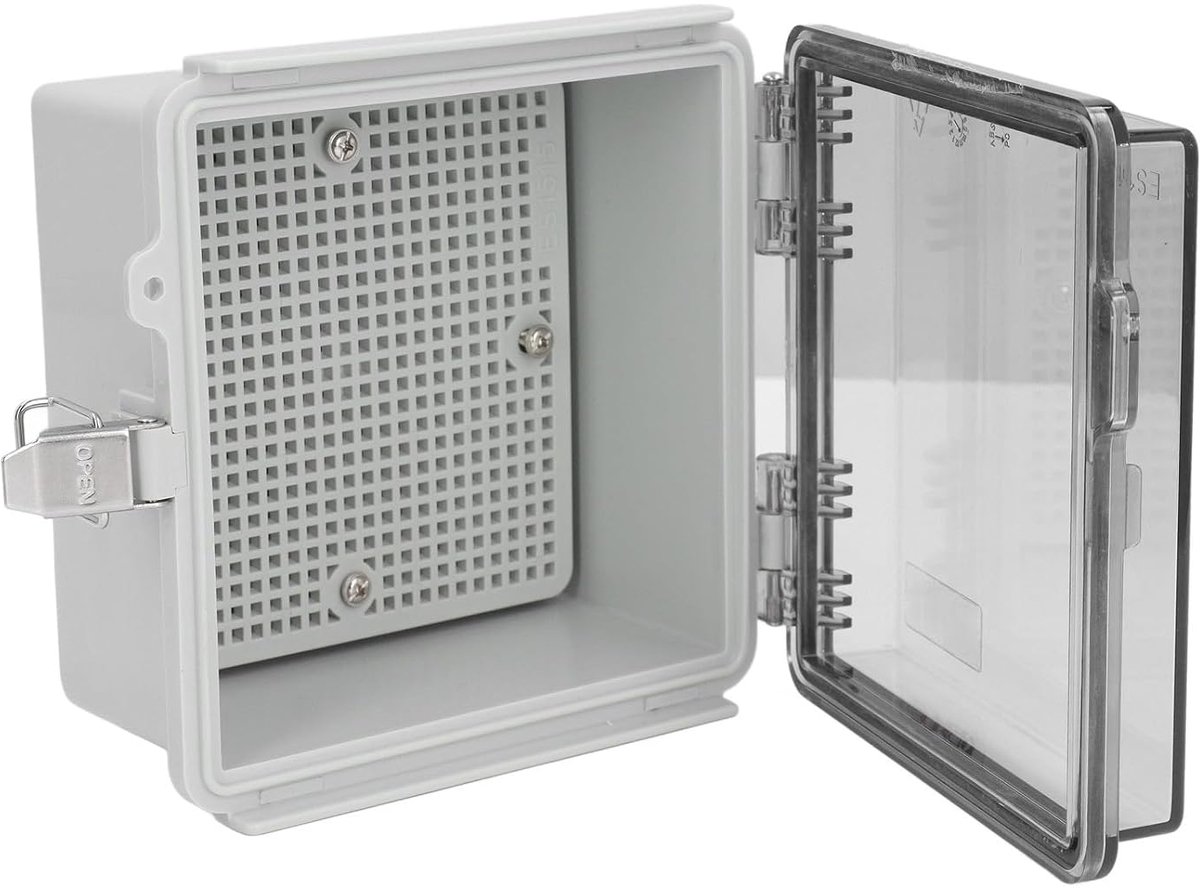 SnelShoppen - Waterdichte Klemdoos 15 x 15 x 9 cm ABS Kunststof IP67 Geclassificeerd Elektrische Buitenkast met Roestvrijstalen Slot, Montageplaat en