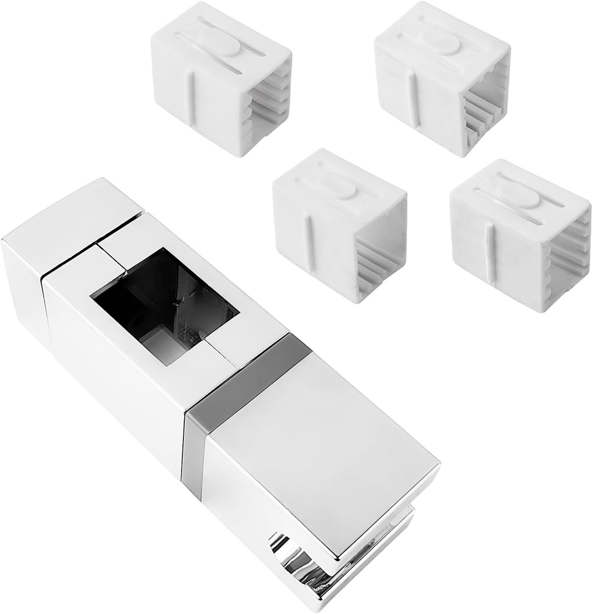 SnelShoppen - Verstelbare Douchehouder, Vierkante Douchekop Houder Zonder Boren, 360 Graden Rotatie, Voor Rechthoekige Doucherails (18x30, 22x22, 25x2