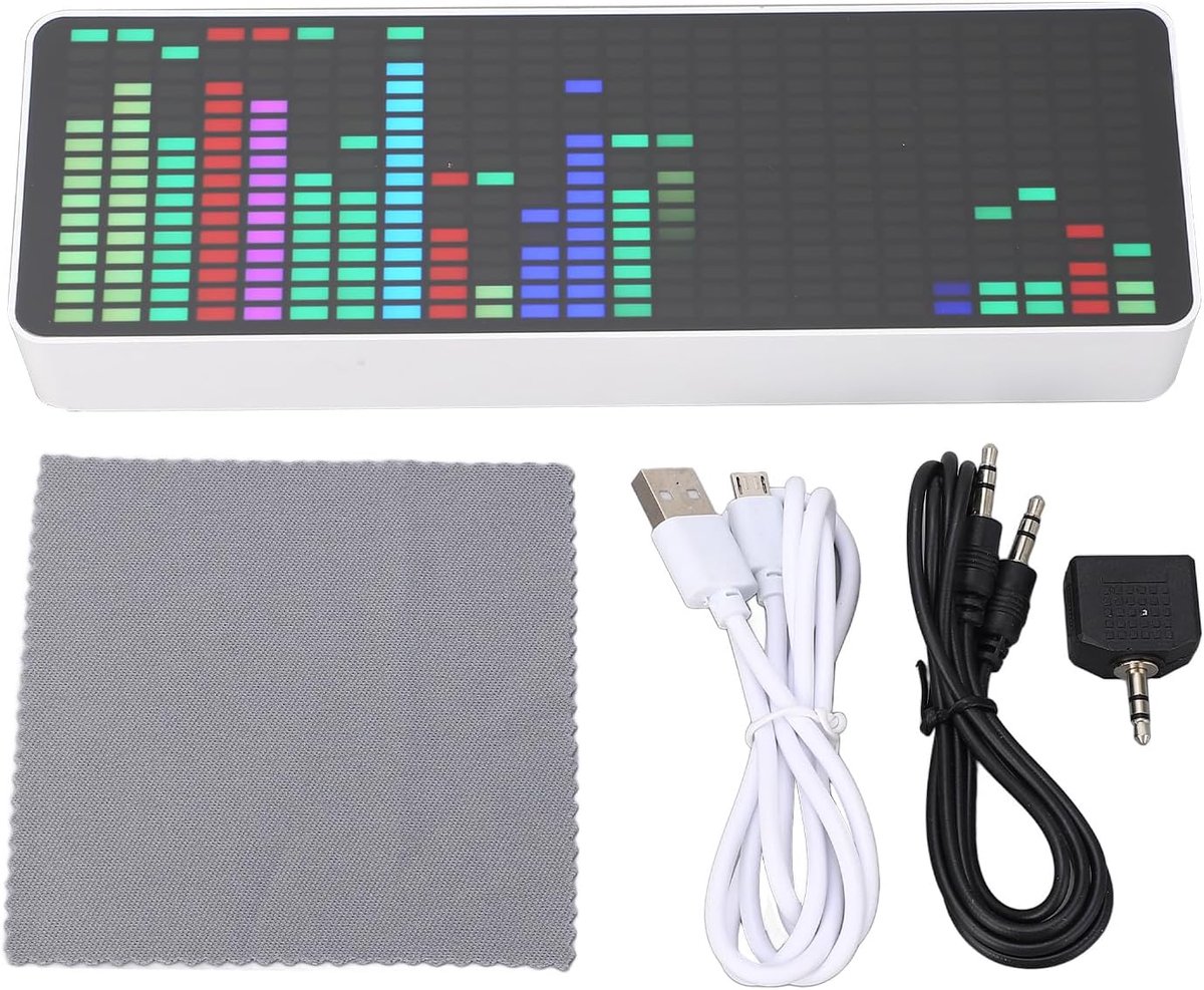 SnelShoppen - Audio Spectrum Analyzer Display - Muziek Ritme Spectrumweergave met 20 Dynamische Effecten, 4 Klok Weergave Modus en 2-Weg Alarm Functie
