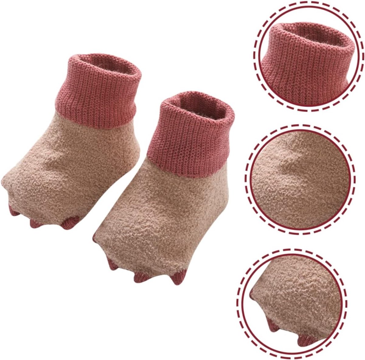 Set van 2 paren warme gevoerde klauwvormige babysokjes maat S voor baby’s 0 tot 6 maanden, dikke zachte antislip vloersokjes voor koude dagen binnenshuis