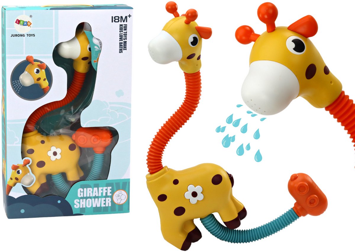 Gele giraffe badspeelgoed douchesproeier