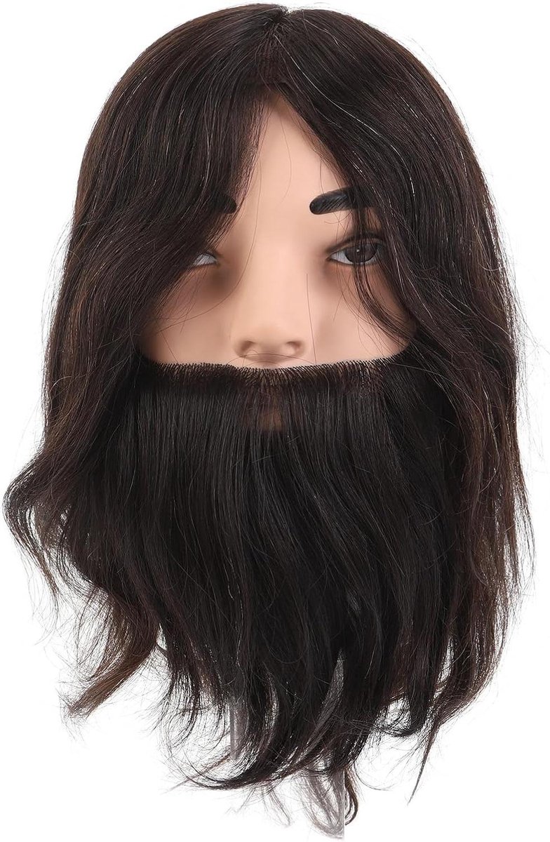 Mannequinhoofd Baard - Kappershoofd Oefenhoofd - Kappers Oefenen - Realistische Baard Simulatie - 35 x 22 x 20 cm - Bruin