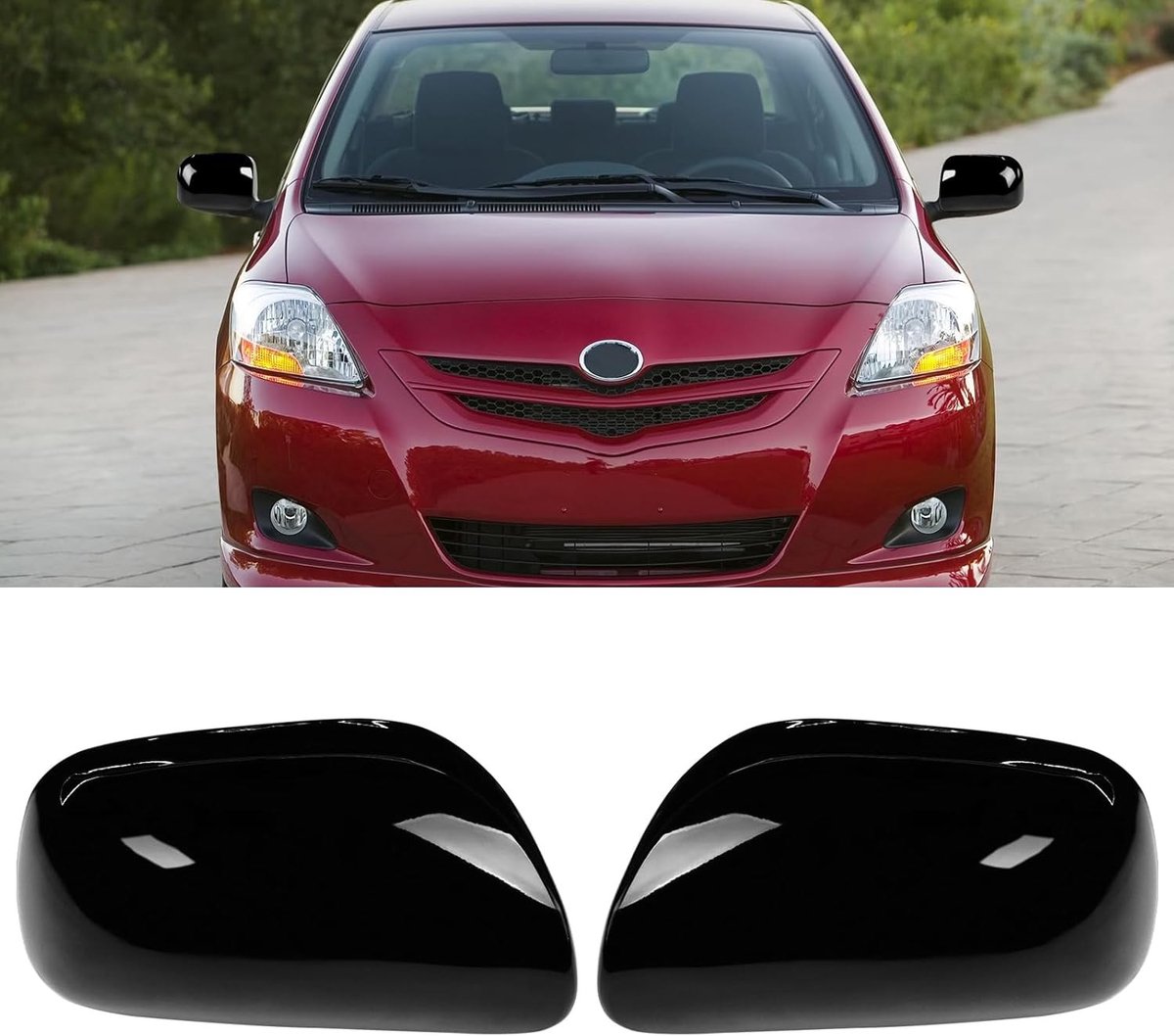 Set van 2 Achteruitkijkspiegel Covers voor Toyota Yaris II 2006-2011 | Vervangende Zijkap voor Links en Rechts | Zwart, Duurzaam en Stijlvol