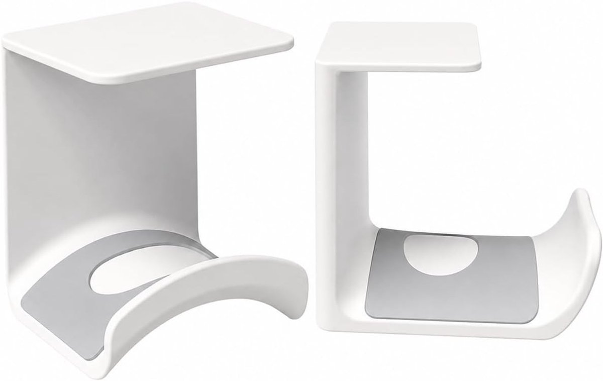 SnelShoppen - 2 Pcs Witte Headset Houder - Zelfklevende Hoofdtelefoon Houder met Gebogen Haak voor Bureau, Wand, Gaming Headsets en Accessoires