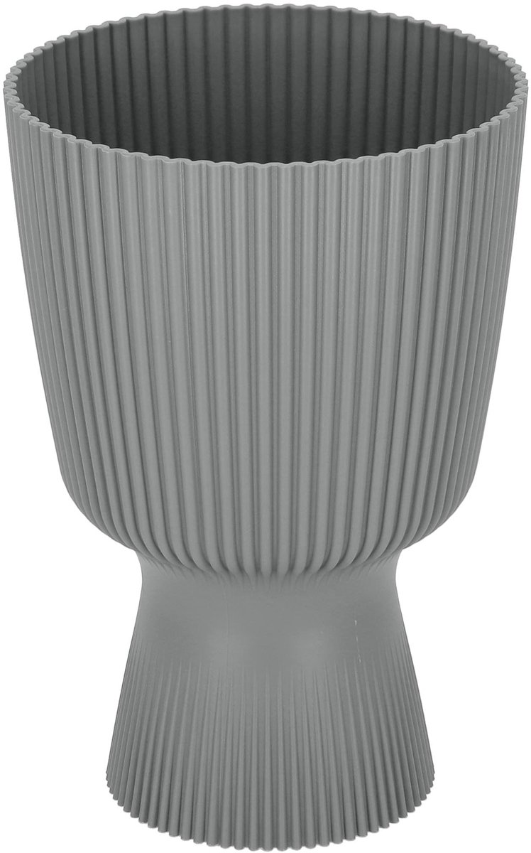 KOTARBAU® Bloempot - Plantenpot met Sokkel ⌀ 14 cm - PVC - Geribbelde Orchideeënpot - H: 21 cm - Grijs - Kelkvorm