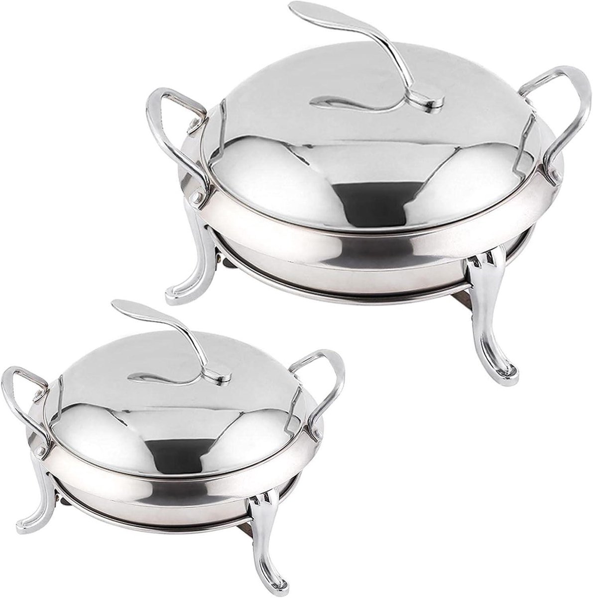 Chafing Dish Set - Buffetserver Voedselpan - Gerechten Warm Houden - Roestvrijstalen Constructie - 20 cm - Zilver