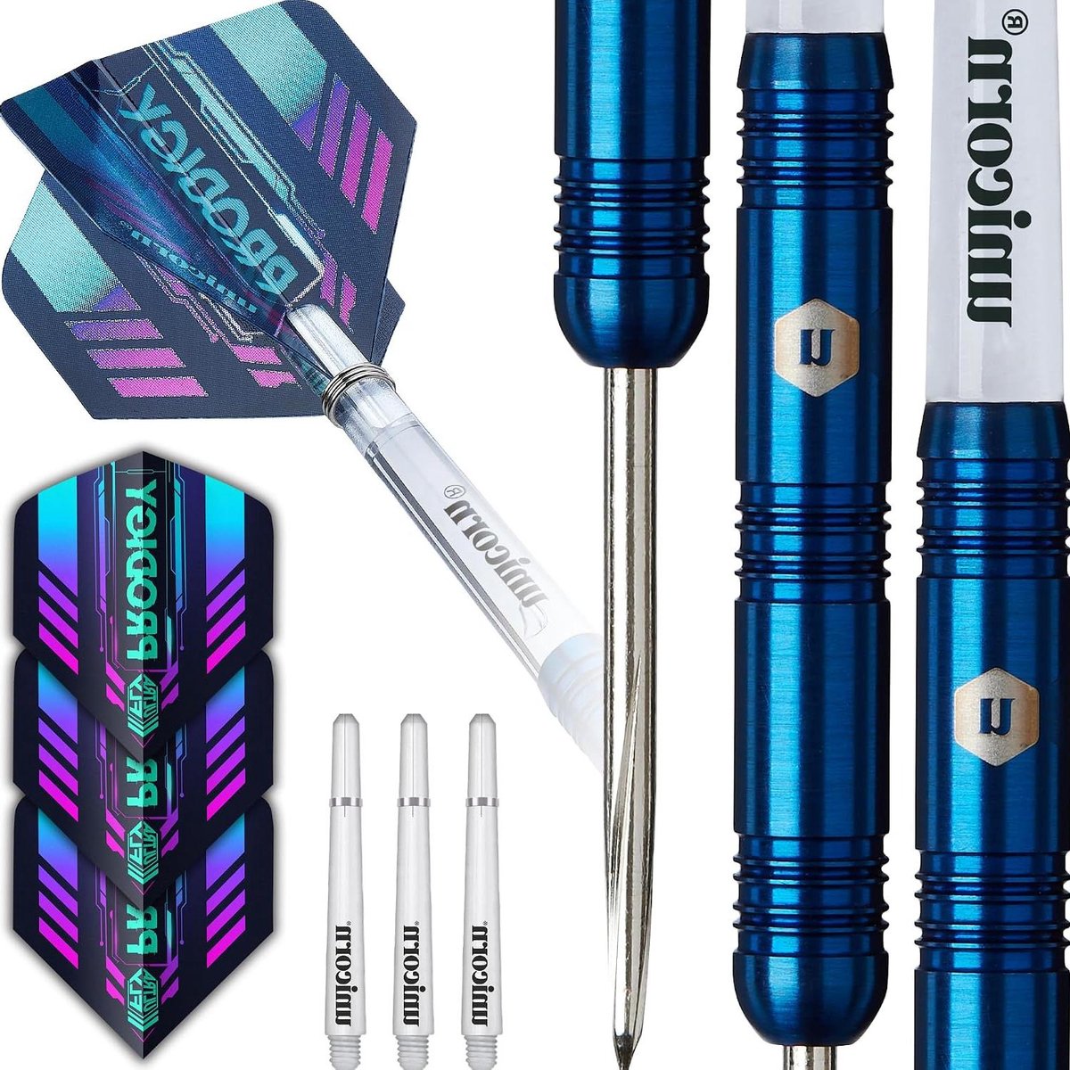 Dart Set - Steel Darts - Precisie Werpen - 95% Tungsten - 26g - Navy Blauw