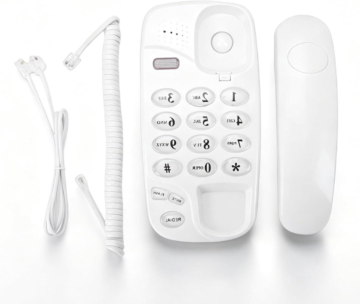 Vaste Telefoon met Snoer - Huistelefoon Grote Knop - Thuis en Kantoor - Wandmontage Ontwerp