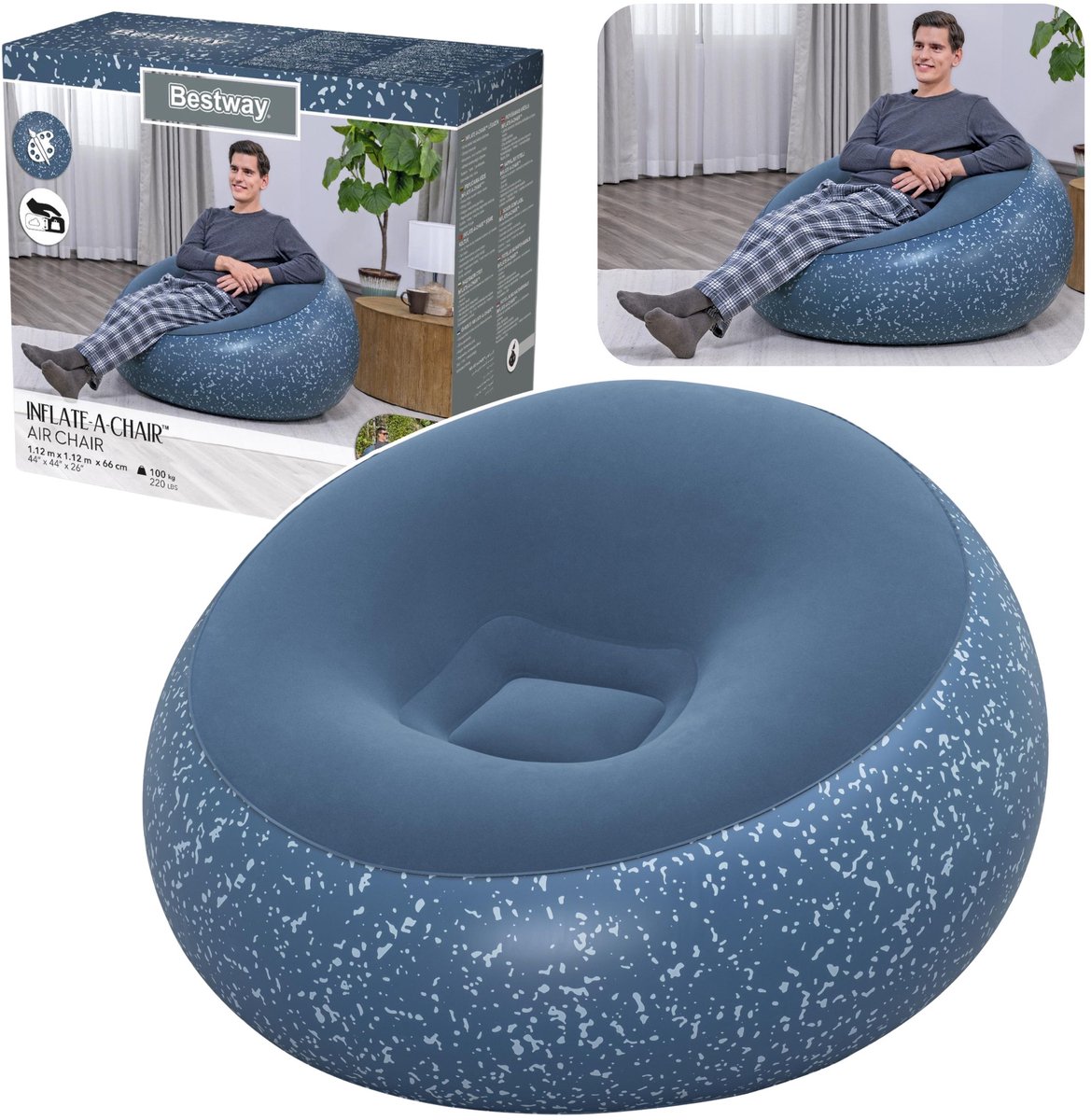 Opblaasbaar Blauw Inflate A Chair Bestway 75154